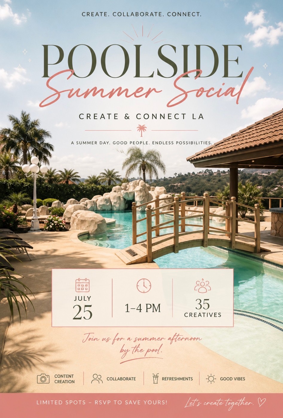 Poolside Summer Social — Create & Connect LA flyer