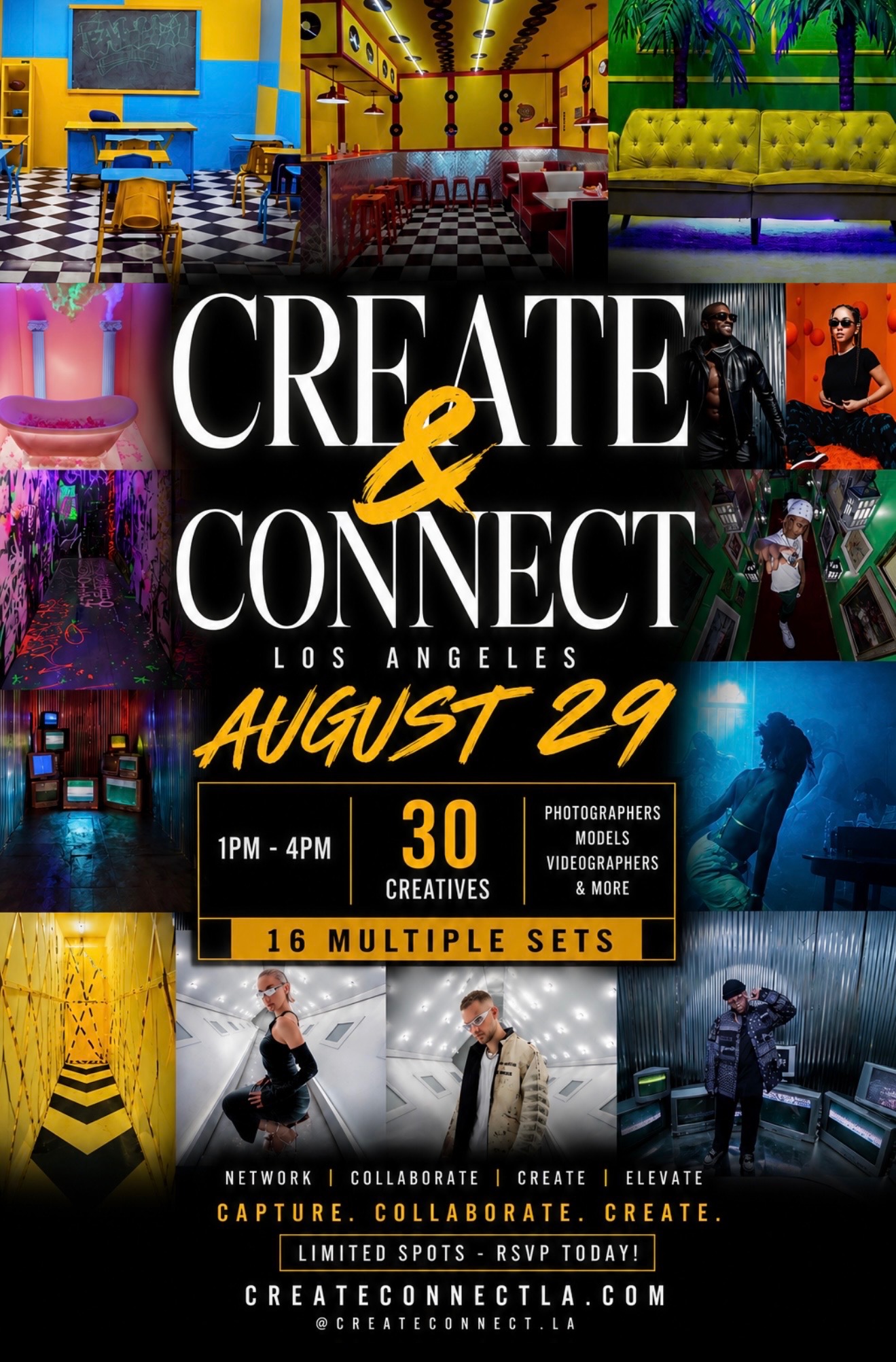 Studio Sets Social — Create & Connect LA flyer